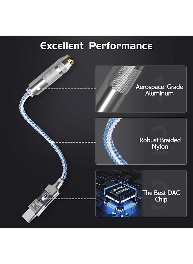 Usb C To 3.5Mm Audio Adapter Hi Res Lossless Music Cx Pro Usb C Headphone Adapter 32Bit 384Khz Cx31993 Dac Chip Headphone Amp Hifi Headphone Jack Adapter Usb C To Headphone Jack For Type C Devices