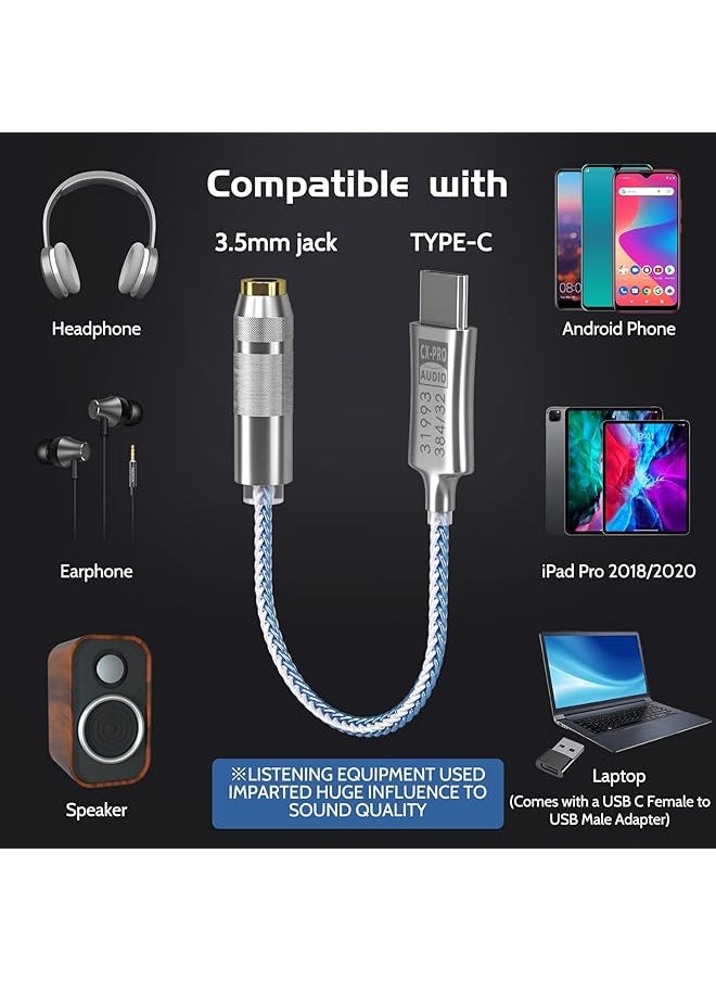 Usb C To 3.5Mm Audio Adapter Hi Res Lossless Music Cx Pro Usb C Headphone Adapter 32Bit 384Khz Cx31993 Dac Chip Headphone Amp Hifi Headphone Jack Adapter Usb C To Headphone Jack For Type C Devices