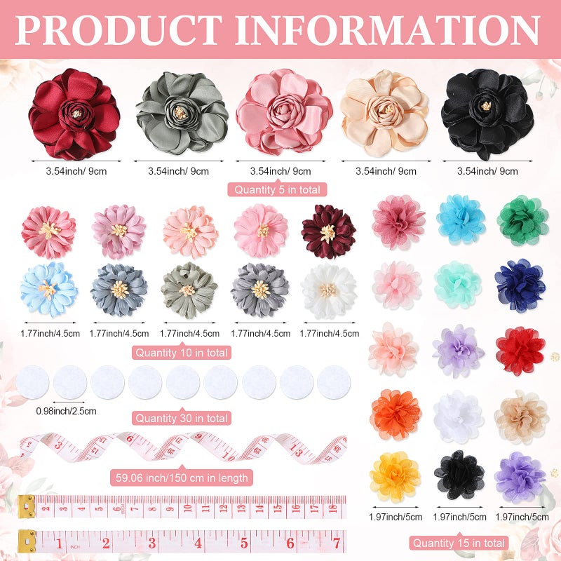Geosar Baby Shower Games DIY Headband Making Kit Include Wooden Game Sign 60 Elastic Cute Flowers Hairbands 10 Round Fabrics with Tape for Baby Shower Guest Games(Greenery) - Image 3