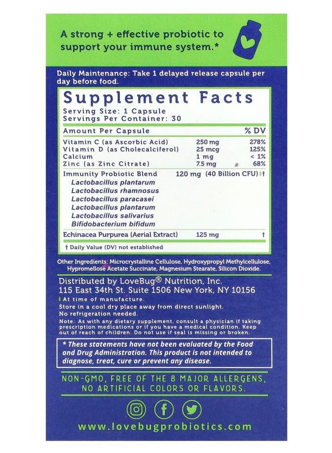 LoveBug Probiotics Immune Support Probiotic™ Daily Probiotic 40 Billion CFU 30 Count - Image 2