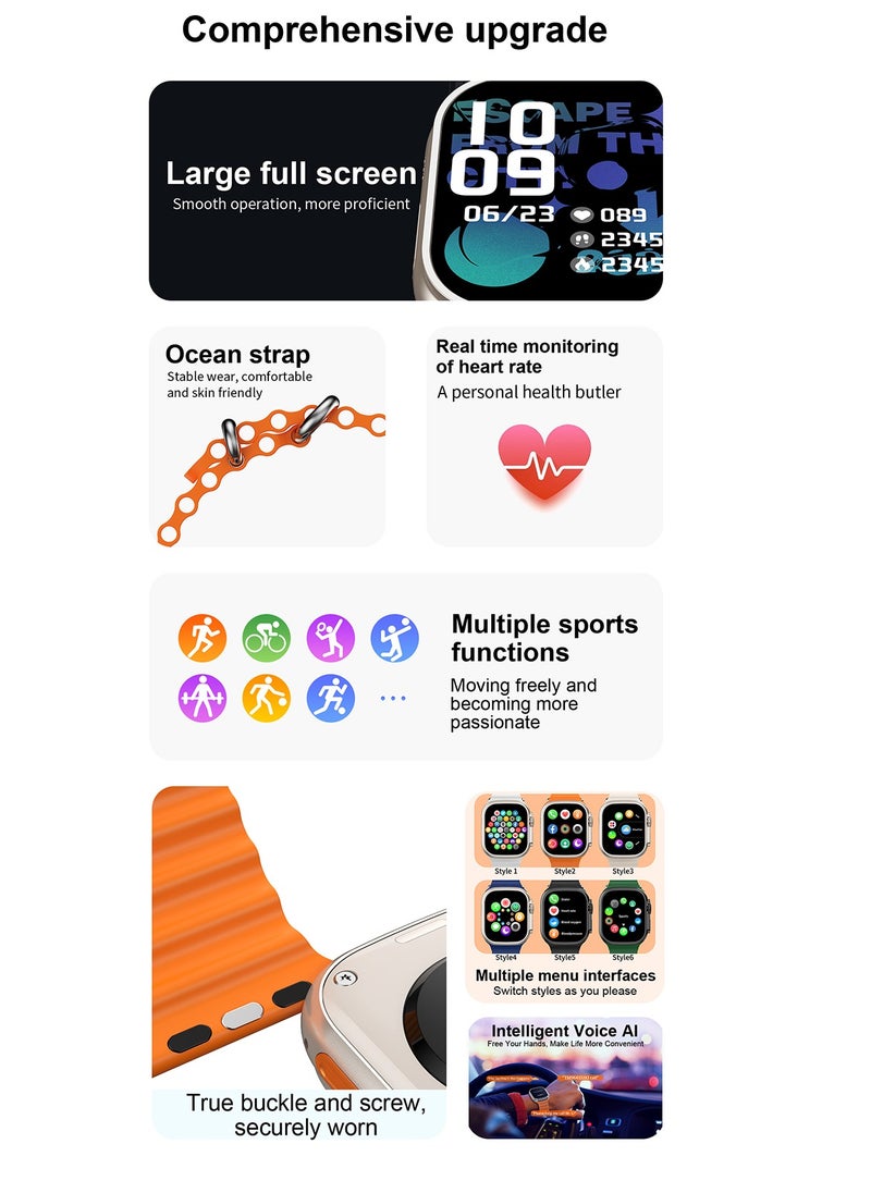 AROAQ - T900 Ultra 2 GS Big 2.3 Infinite Display Series 9 Super Fast Ultra Smartwatch Orange - Image 1