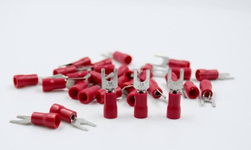 AR TAPES & PLASTICS AR Tapes Insulated Fork Spade U-Type Terminals (Cable entry 1.5,Fork size 3.5 mm) Spade Quick Splice Crimp wire Connectors - Pack of 25 - Image 3