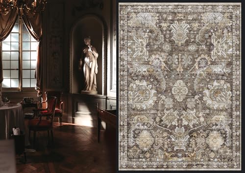 RUGSURE Washable Area Rugs - Perfect for Living Room, Bedroom, Kids Room, Nursery - Stain & Water Resistant Non-Slip, Pet & Child Friendly, Vintage Tribal Area Rugs (Ivory, 6' x 9') - Image 2