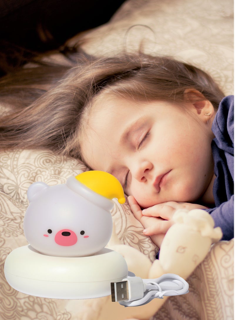 Night light for newborn baby, cute bear night light with touch sensor, safe silicone LED bedside lamp nursery nightlight,rechargeable night light for bedroom,birthday gifts room decor - Image 1