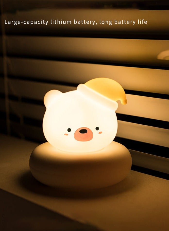 Night light for newborn baby, cute bear night light with touch sensor, safe silicone LED bedside lamp nursery nightlight,rechargeable night light for bedroom,birthday gifts room decor - Image 3