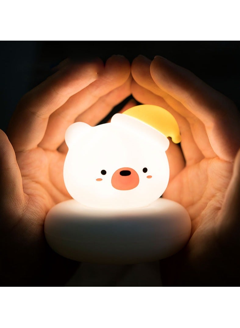 Night light for newborn baby, cute bear night light with touch sensor, safe silicone LED bedside lamp nursery nightlight,rechargeable night light for bedroom,birthday gifts room decor - Image 2