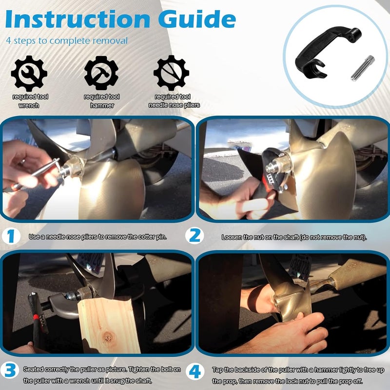 Yoursme Inboard Prop Propeller Puller C Clamp for Ski Wakeboard Surf Boat Propellers Works on 3/4" to 1-1/8" shaft - Image 3
