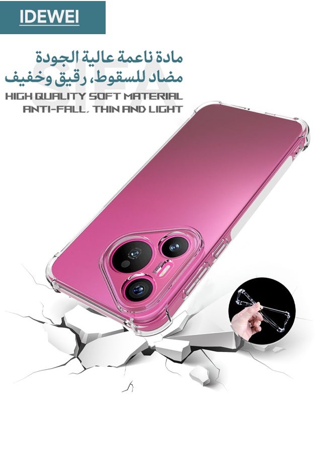 IDEWEI - Huawei Pura 70 Case, Designed for Huawei Pura 70 Case, Protective Cover with Four Corner Anti-Fall Airbags, Slim Flexible TPU Rubber Soft Silicone Back Cover for HUAWEI Pura 70 (Clear) - Image 1