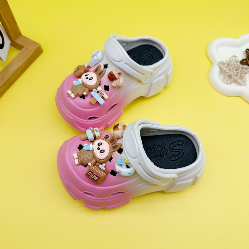 Cute All-Match Boys And Girls Parent-Child Slippers New Coffee Rab Cloth Hole Shoes Soft Sole Non-Slip Baotou Sandals - Image 3