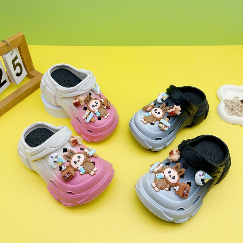 Cute All-Match Boys And Girls Parent-Child Slippers New Coffee Rab Cloth Hole Shoes Soft Sole Non-Slip Baotou Sandals - Image 2