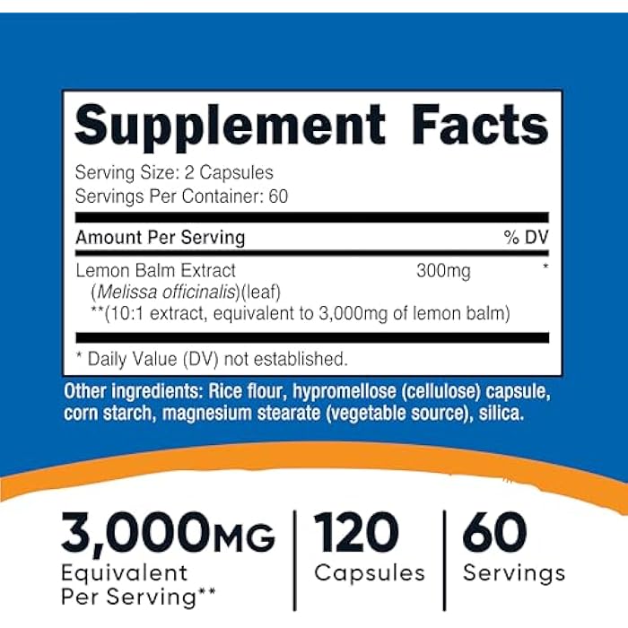 Nutricost Lemon Balm Extract 120 Capsules for 60 Servings Per Bottle - Melissa Leaf Lemon Balm Extract, Vegan - Image 2