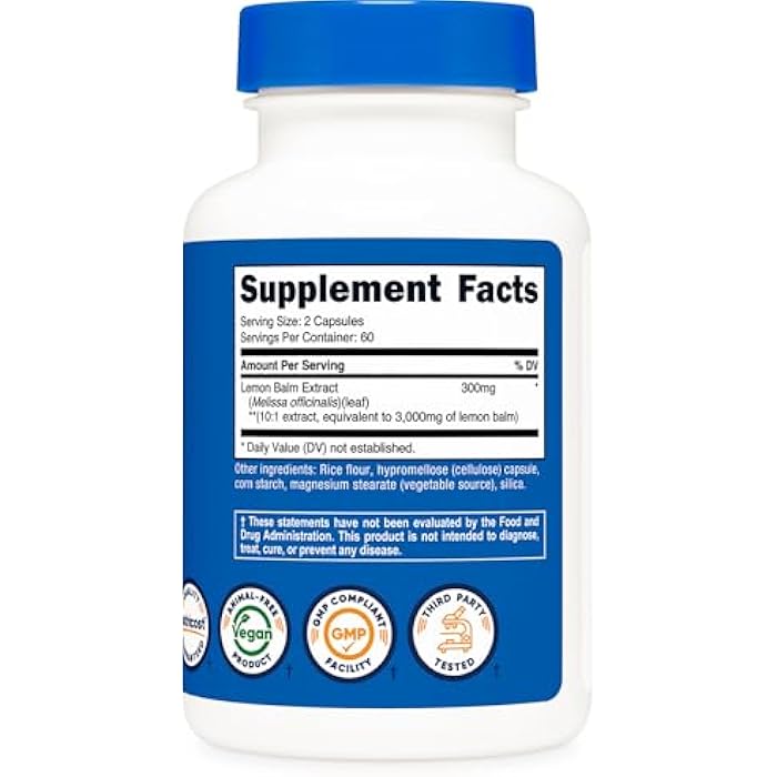 Nutricost Lemon Balm Extract 120 Capsules for 60 Servings Per Bottle - Melissa Leaf Lemon Balm Extract, Vegan - Image 5