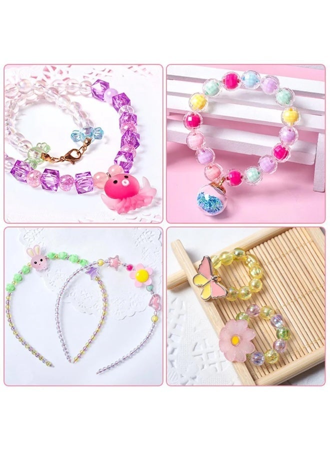 Capstro 24 Grid Acrylic Beads Jewelry Making Kit Crystal Bunny – DIY Bead Box with Acrylic Beads, Charms, Strings & Scissors – Creative Arts & Crafts Jewelry Gift for Girls Age 7–14 - Image 3
