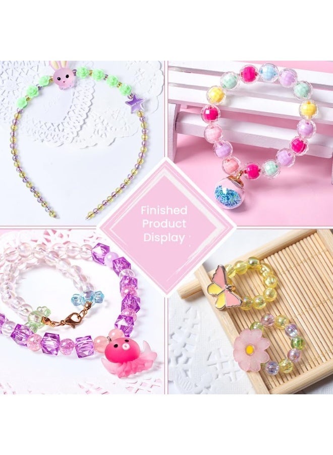 Capstro 24 Grid Acrylic Beads Jewelry Making Kit Crystal Bunny – DIY Bead Box with Acrylic Beads, Charms, Strings & Scissors – Creative Arts & Crafts Jewelry Gift for Girls Age 7–14 - Image 5