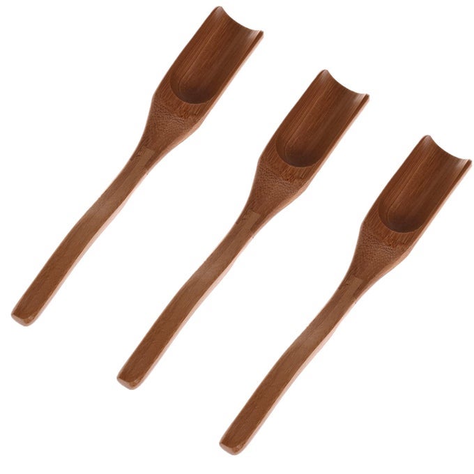 3 PIECES WOODEN LOOSE TEA SCOOPS NATURAL BAMBOO WOOD SPOONS FOR SCOOPING COFFEE POWDER SPICES AND CONDIMENTS LONG HANDLE 7