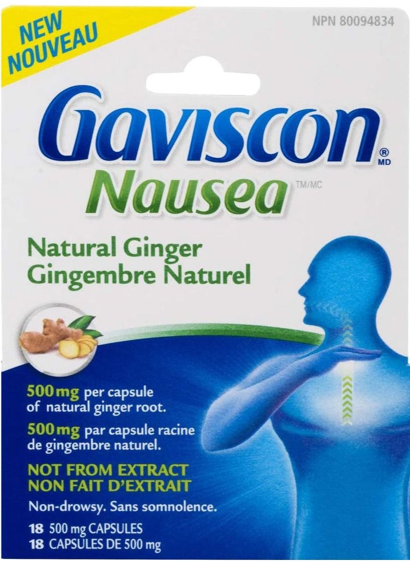 GAVISCON Nausea Natural Ginger Capsule, 18 Count  - Image 1