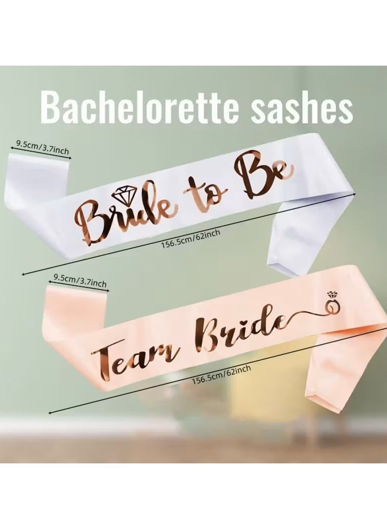 7 قطع من وشاح الساتان للعروس وفريقها لحفلات توديع العزوبية واحتفالات الزفاف - Image 2