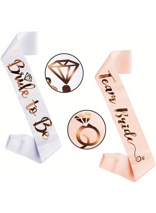 7 قطع من وشاح الساتان للعروس وفريقها لحفلات توديع العزوبية واحتفالات الزفاف - Image 3