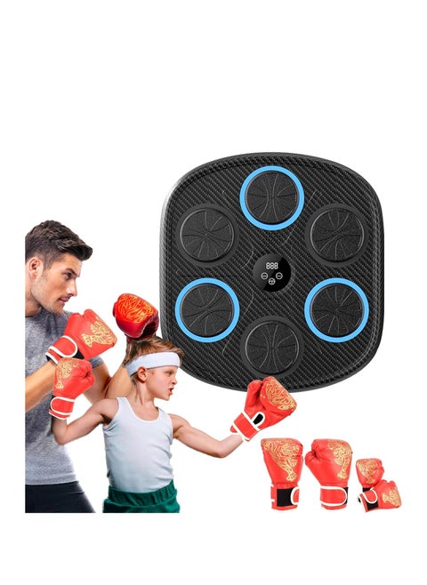 Smart Boxing Machine, Boxing Machine Wall Mounted With LED Light, Bluetooth Music Boxing Trainer with Gloves, Music Workout Machine with Display Screen Punching Machine for Home,Indoor, Gym