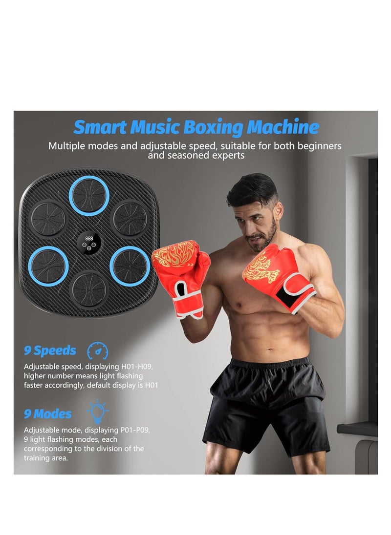 Smart Boxing Machine, Boxing Machine Wall Mounted With LED Light, Bluetooth Music Boxing Trainer with Gloves, Music Workout Machine with Display Screen Punching Machine for Home,Indoor, Gym