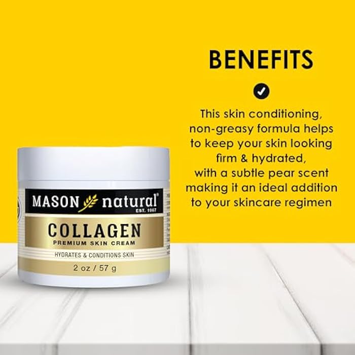 MASON NATURAL Collagen Premium Skin Cream, Women’s Anti,Aging Face & Body Daily Moisturizer for Hydration & Firmness, Pear Scent, 2 oz each (3 Pack) - Image 2