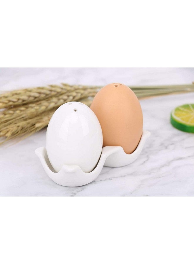 TAGROCK Ceramic Easter Egg Shaped Spices Salt/Pepper Shaker Seasoning Kitchen Decorative Dispensers (Brown & White Eggs) - Image 4