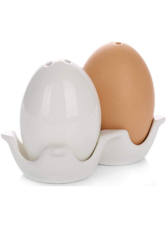 TAGROCK Ceramic Easter Egg Shaped Spices Salt/Pepper Shaker Seasoning Kitchen Decorative Dispensers (Brown & White Eggs) - Image 1