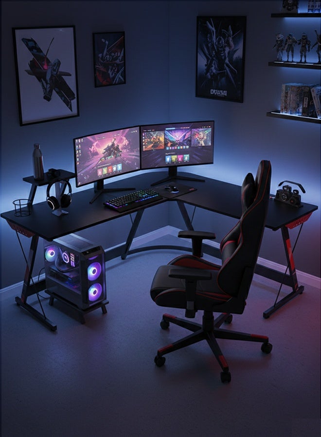 إن كي أكس مكتب ألعاب على شكل حرف L، مكتب كمبيوتر، مكتب زاوية مع طاولة حامل شاشة للمكتب المنزلي - Image 2