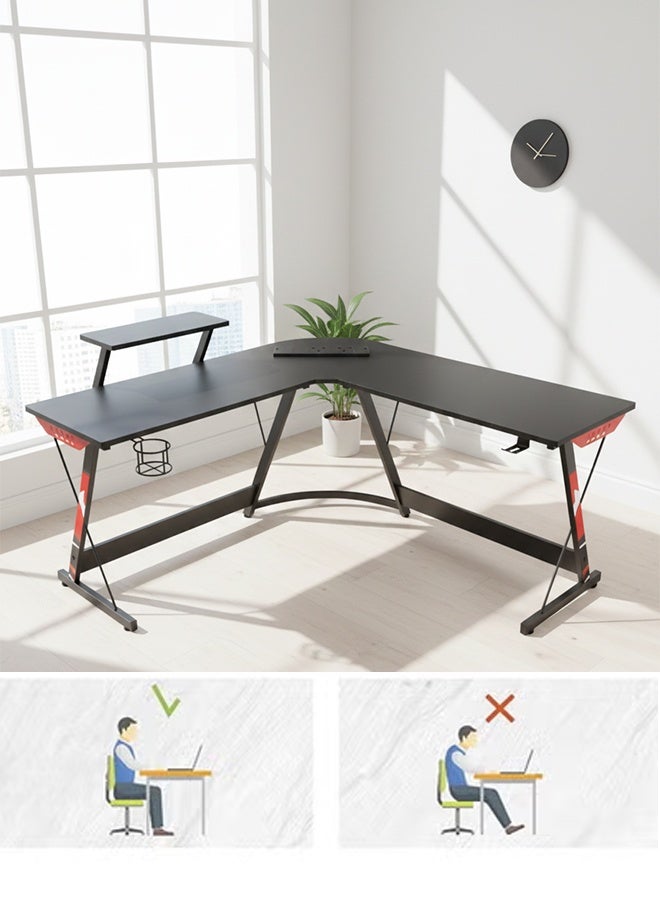 إن كي أكس مكتب ألعاب على شكل حرف L، مكتب كمبيوتر، مكتب زاوية مع طاولة حامل شاشة للمكتب المنزلي - Image 4