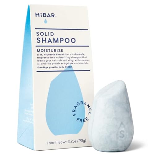 HiBAR  Moisturize FragranceFree Shampoo Bar  For Dry Frizzy Hair  Nourish  Hydrate  With Coconut Oil  Vitamin B5  PlasticFree  Soap Paraben  SulfateFree  Color Safe  Vegan 1 Solid Bar