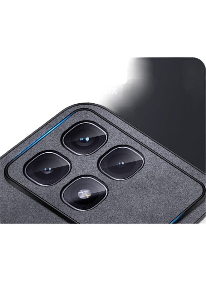 Shangsu, Suitable For Redmi K70 Pro Phone Case, Xiaomi K70 Ultra Protective Cover, Shockproof, Full Lens Protection, Simple Luxury Lambskin Leather Outer Case, Women'S And Men'S Leather Cover, Black - Image 2
