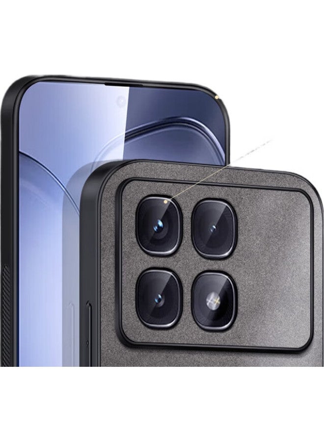 Shangsu, Suitable For Redmi K70 Pro Phone Case, Xiaomi K70 Ultra Protective Cover, Shockproof, Full Lens Protection, Simple Luxury Lambskin Leather Outer Case, Women'S And Men'S Leather Cover, Black - Image 1