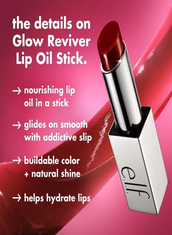 elf Glow Reviver Lip Oil Stick Loveslick– Hydrating Tinted Lip Oil Balm with Squalane, Shea Butter & Jojoba Oil, Glossy Finish 3 ml - Image 4