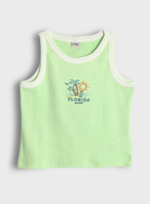 Girls' Cotton Crew Neck Printed Summer Tank Top