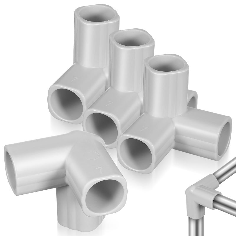 4pcs Tee Pvc Fittings - Pvc Pipe Fitting T-shaped Pipe Connectors 3 Way Furniture Grade Pipe Elbow Connector for DIY PVC Shelf Greenhouse Pipe Fittings Light Grey - Image 1