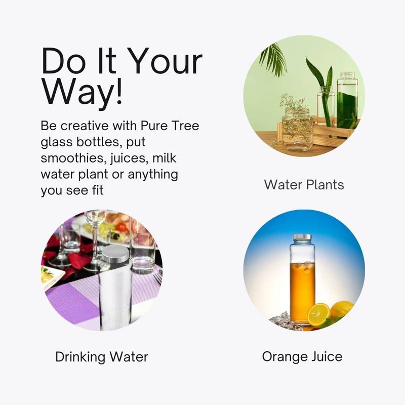 bizwiz bizwiz Glass Water Bottle with LeakProof Airtight Stainless Steel Lid for Water Smoothie Juices Reusable Travel Glass Drinking Fridge Bottles 750ml 1 - Image 5