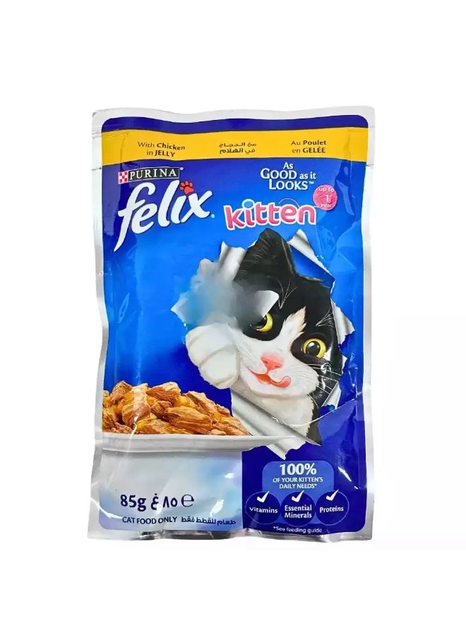 Felix Purina Felix Cat Food As Good As It Looks With Chicken In Jelly Full Of Vitamins And Minerals- 85gms - Image 1