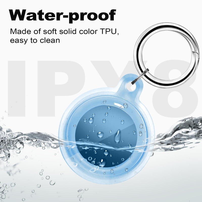 Foweroty IPX8 Waterproof for Airtag Holder, for Apple for Airtags with Keychain, for Air Tag Case for Luggage, Dog Collar, Keys, Anti-Scratch Full Body Protective for Air Tags Holderï¼ˆBlueï¼‰ - Image 2