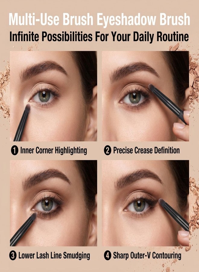 Heclia 2Pcs Small Pencil Eyeshadow Brush Smudge Eyeliner Brush Precise Smudge Applicator Delicate Areas Eye Shadow Applicator Seamless Blending Tool for Daily Makeup Lovers Novice Makeup Users - Image 4