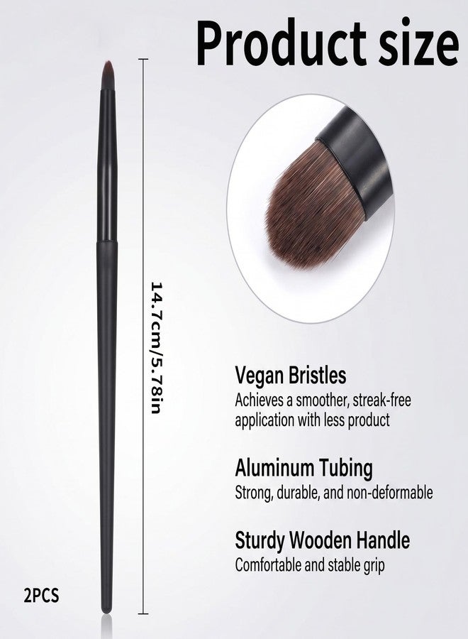 Heclia 2Pcs Small Pencil Eyeshadow Brush Smudge Eyeliner Brush Precise Smudge Applicator Delicate Areas Eye Shadow Applicator Seamless Blending Tool for Daily Makeup Lovers Novice Makeup Users - Image 2