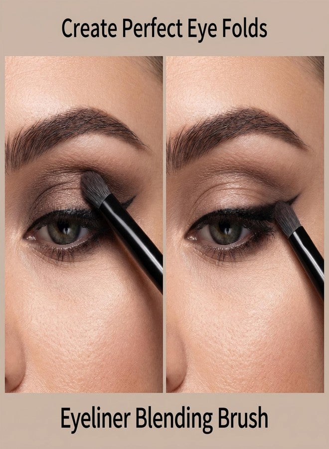 Heclia 2Pcs Small Pencil Eyeshadow Brush Smudge Eyeliner Brush Precise Smudge Applicator Delicate Areas Eye Shadow Applicator Seamless Blending Tool for Daily Makeup Lovers Novice Makeup Users - Image 3