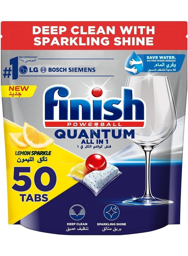 All In 1 Lemon Sparkle Dishwasher Detergent tablets 50 Tablets ( 38 +12 )