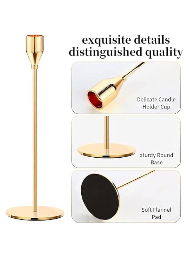 3Pcs Candlestick Holders, Metal Taper Candle Holder, Decorative Candle Holder Metal Candle Holder for Wedding, Dinning, Party, Ramadan, Home Decor (Gold) - Image 4