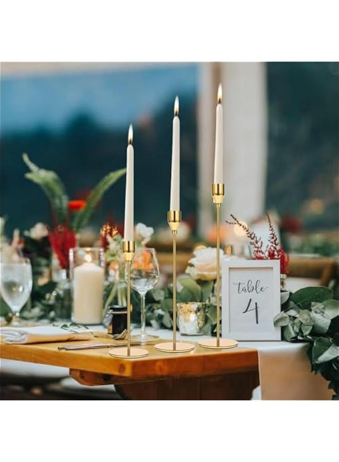 3Pcs Candlestick Holders, Metal Taper Candle Holder, Decorative Candle Holder Metal Candle Holder for Wedding, Dinning, Party, Ramadan, Home Decor (Gold) - Image 2
