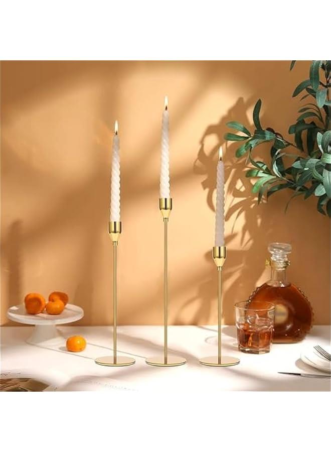 3Pcs Candlestick Holders, Metal Taper Candle Holder, Decorative Candle Holder Metal Candle Holder for Wedding, Dinning, Party, Ramadan, Home Decor (Gold) - Image 3