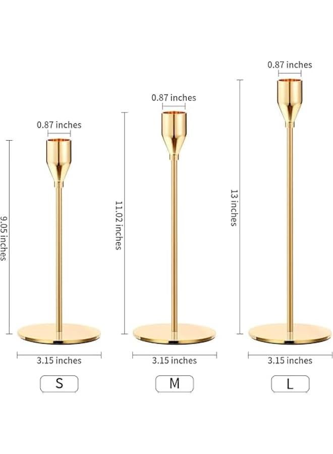 3Pcs Candlestick Holders, Metal Taper Candle Holder, Decorative Candle Holder Metal Candle Holder for Wedding, Dinning, Party, Ramadan, Home Decor (Gold) - Image 5