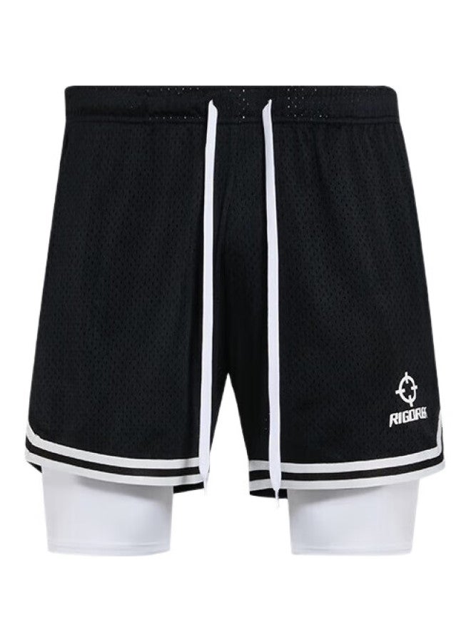 RIGORER  Zhunzhe Competitive Knitted Shorts, Cheng Xinkaie'S Style, Unisex Basketball Shorts, Layered Sports Running Breathable Shorts - Image 1