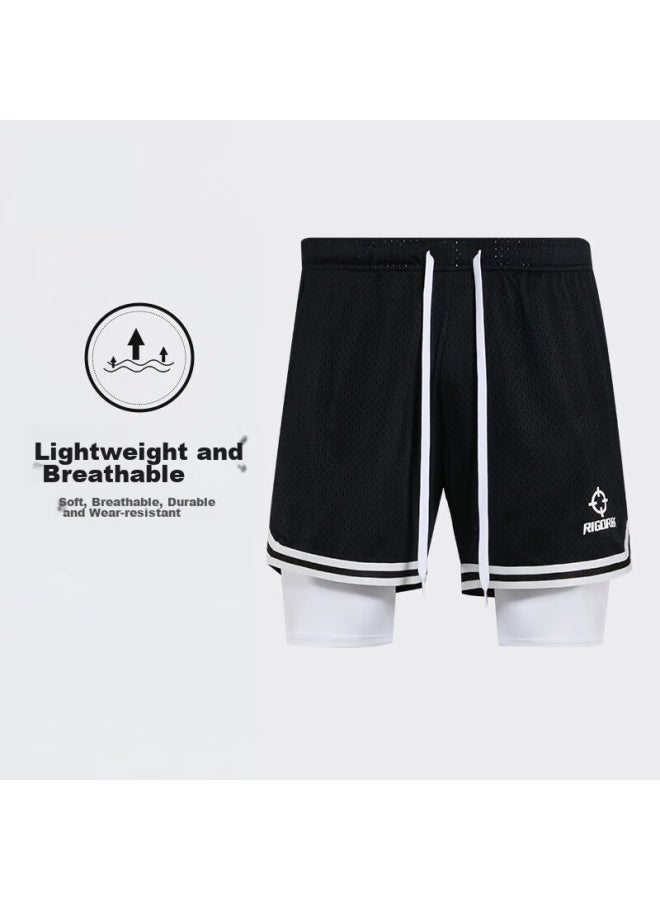 RIGORER  Zhunzhe Compeive Knitted Shorts, Cheng Xinkaie's Style, Uni Basketball Shorts, Layered Sports Running Breathable Shorts - Image 2