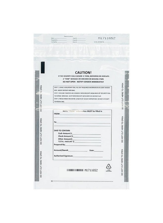 Belinlen Deposit Bags Security Pocket Bank 9 Inch X 12 Inch (White 100 Pack) - Image 1