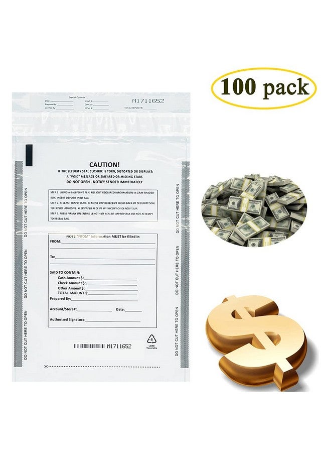 Belinlen Deposit Bags Security Pocket Bank 9 Inch X 12 Inch (White 100 Pack) - Image 2